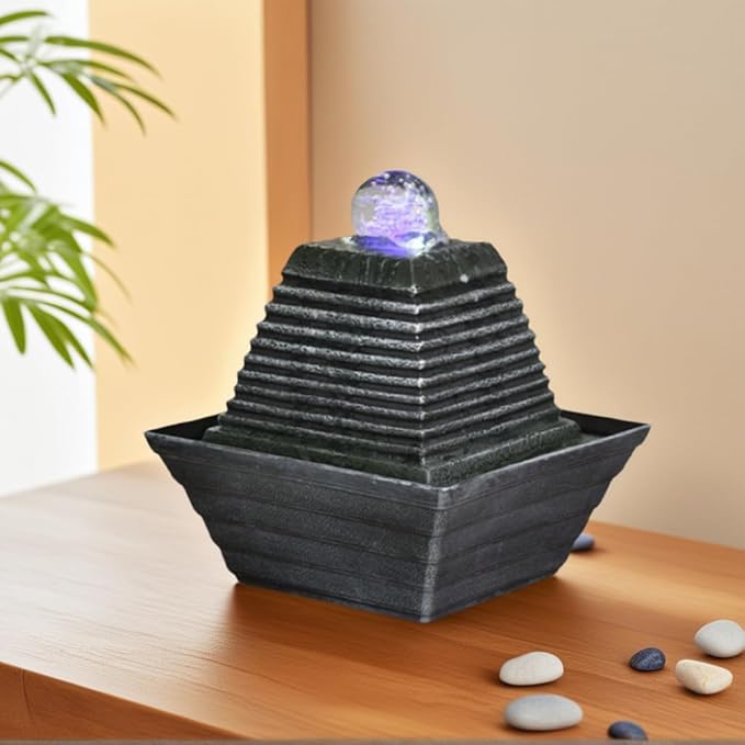 Tabletop Water Fountain, Waterfall Fountain with LED Lights Suitable for Office and House Decor House ，Warming Gifts New Home(2733) - Bloomnest
