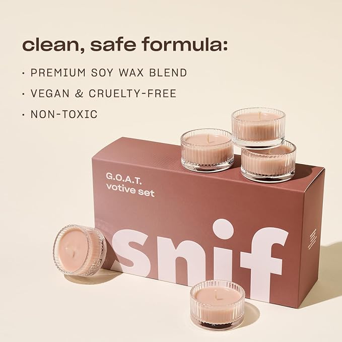 Snif G.O.A.T. Votive Candle Set, 5 Premium Scented Candles, 100% Cotton Fiber Wicks, Soy Wax Blend, Non-Toxic, Vegan - Bloomnest