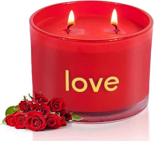 KONNI Red Rose Love Soy Scented Candles for Home, 2 Wick 12.35oz Luxury Aromatherapy Candle for Women Men, 60 Hours Long Lasting Candle, Clean Burning Jar Candle, Romantic Gifts for Mon Wife - Bloomnest