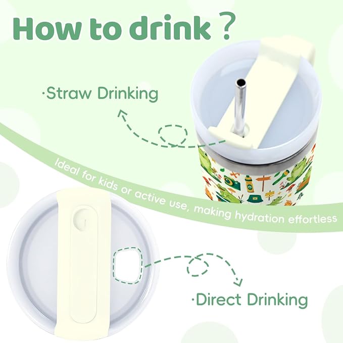 14oz Frog Tumbler with Handle and Straw for Kids, Stainless Steel Vacuum Insulated Tumblers, Fathers Day Birthday Gifts for Frog Lover, Men, Son, Daughter - Bloomnest