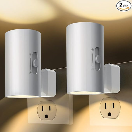 Night Light, Led Night Lights Plug into Wall, Sensor Dusk to Dawn, 0-100 LM Dimmable Night Lights, 3000K Soft White for Bathroom Bedroom Kitchen Toilet Hallway Stairway, 2 Pack - Bloomnest