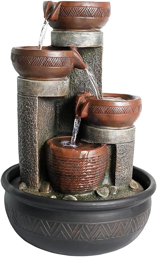 15.7" H 4-Tier Indoor Tabletop Waterfall Fountain with LED Lights Desktop Fountains Calming Sound for Home Office Decor (15.7ihch) - Bloomnest