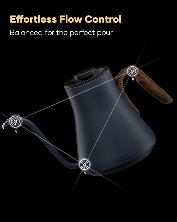 Cocinare FLOW B9 Gooseneck Electric Kettle, Precise Temperature Control for Pour-Over Coffee & Tea Brewing, Stainless Steel Interior, Rapid Heating for Boiling Water 1500W/0.9L (Picasso Blue) - Bloomnest