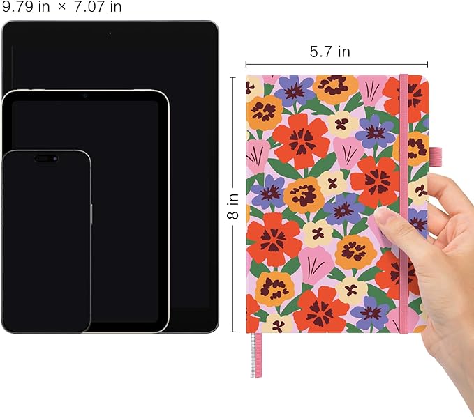 &And Per Se Lined Journal Notebook, 160 Pages, A5 5.7 x 8 inches College Ruled Thick Paper Notebook Journals for Writing, Hardcover Notebooks for Women Men Office School (Elegant Florals)