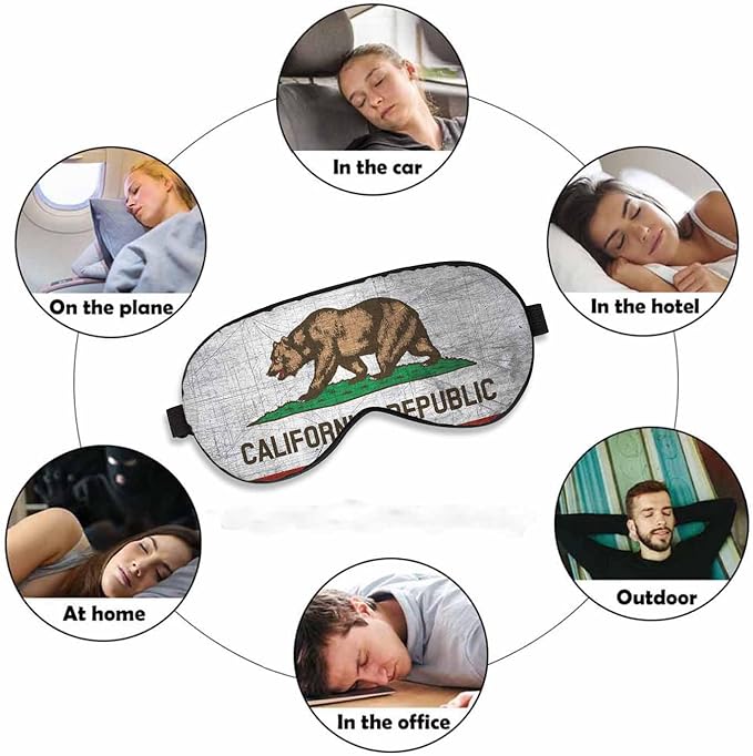 California Sleep Eye Mask Vintage Grunge Bear Flag Men Women Sleep Mask with Adjustable Strap Eye Cover Eye Shade for Travel, Nap,Meditation - Bloomnest