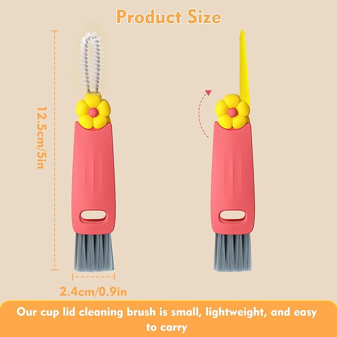 3 in 1 Cup Lid Cleaning Brush, Portable Cup Cleaner Brush, 2024 New Water Bottle Cleaner Brush, 3 in 1 Multifunctional Cleaning Brush for Home Kitchen Cleaning Tools（3PCS） NONENDU