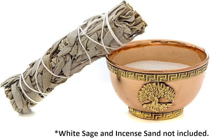 Tree of Life Copper Bowl - Offering Bowl for Altar or Ritual Use, Incense Holder and Smudge Kit, Home Decor - Holds Incense, Offerings, Healing Crystals, Water - Smudge Pot for Altar Supplies - Bloomnest