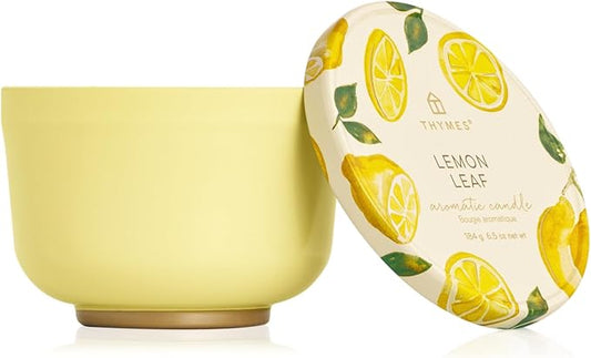Thymes Scented Candles for Women & Men – Tin with Lid – Luxury Home Decor – Citrus Candles with Notes of Lemon Verbena, White Wood Accord, Lily of The Valley & Bergamot Oil (Lemon Leaf, 6.5 oz) - Bloomnest