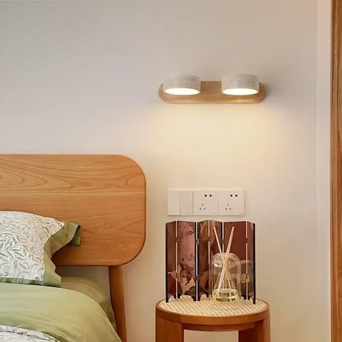 Japanese Wabi-Sabi LED Wall Sconce with Natural Stone Shade,Vintage Swivel Wall Lights,Modern Wall Sconce for Bathroom Mirror, Kitchen,Dining Room,Hallway,Vanity Lighting (B, 2 Heads) - Bloomnest