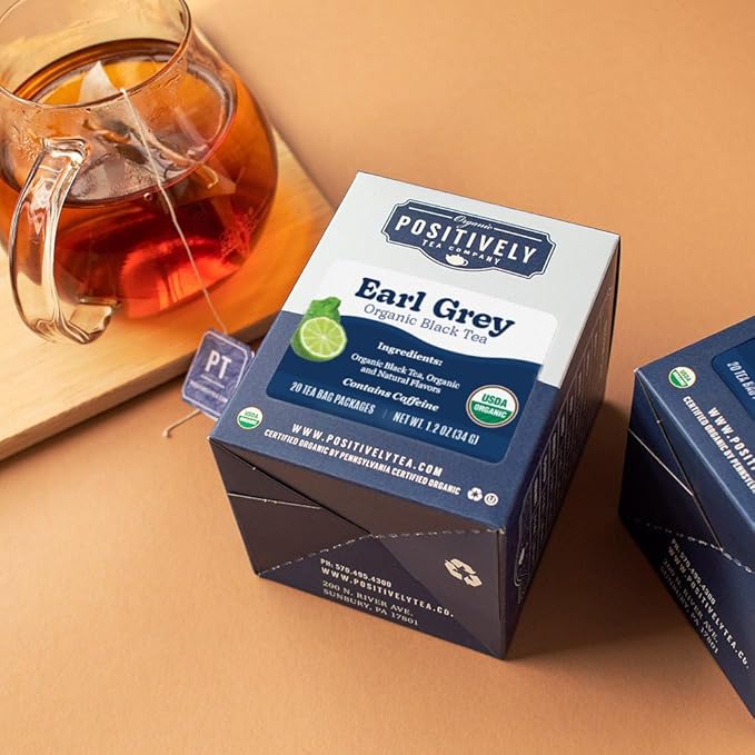 Organic Positively Tea Company, Earl Grey Black Tea Bags, 20 Count - Bloomnest