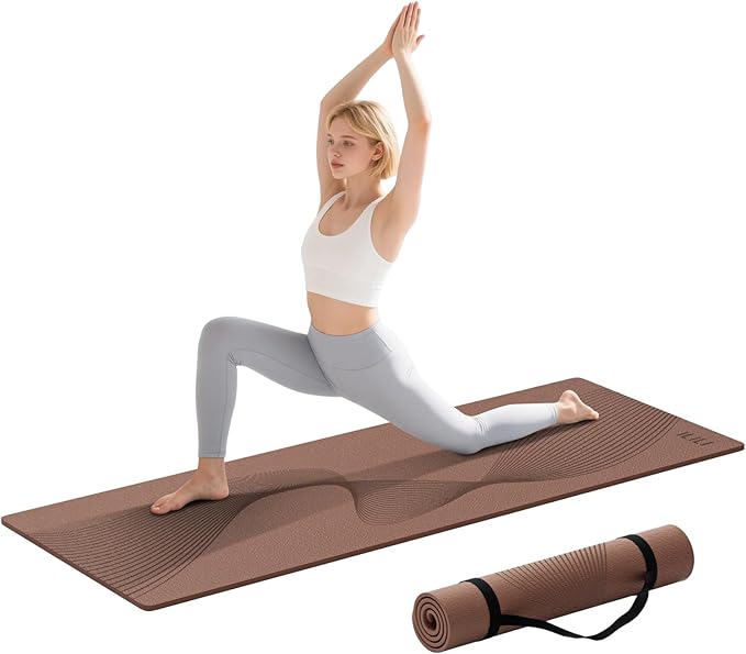 ILILI Yoga Mat, 72x25×0.3 Inch, Non-Slip, TPE Exercise Mat, Tear-Resistant, Fitness Yoga Mat with Carrying Strap, Ideal for Yoga, Pilates, Home Workouts, Stretching & All Fitness Routines