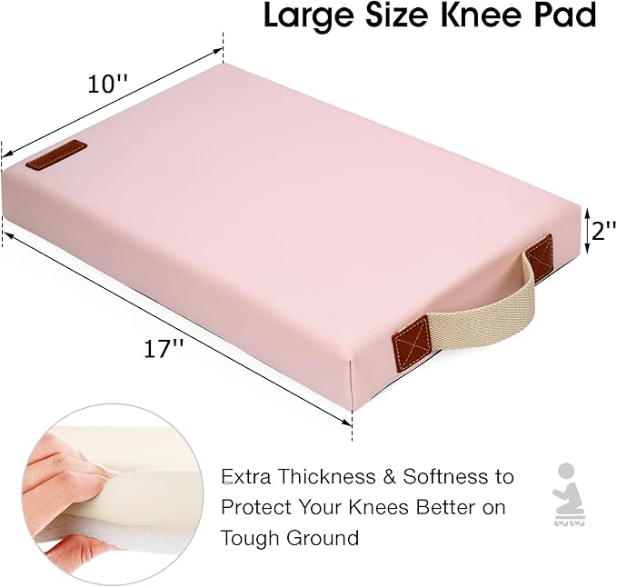 HappyPicnic Waterproof Kneeling Pad for Garden or Bath, 2 inch Thick Soft Foam Kneeler Mat for Gardeners Knee Support or Bathtub Bathing with Handle and Removable Cover - Pink - Bloomnest