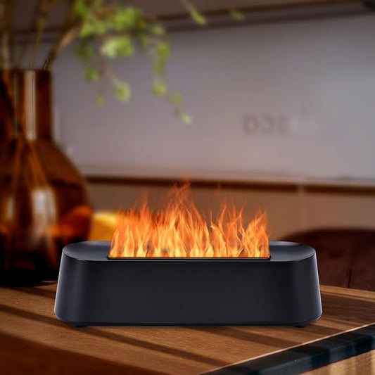 7Color Aroma Diffuser with Remote,Volcano Diffuser for Home Large Room，Flame Diffuser Humidifier 10.7"×3"×3.1" (Black-01) - Bloomnest