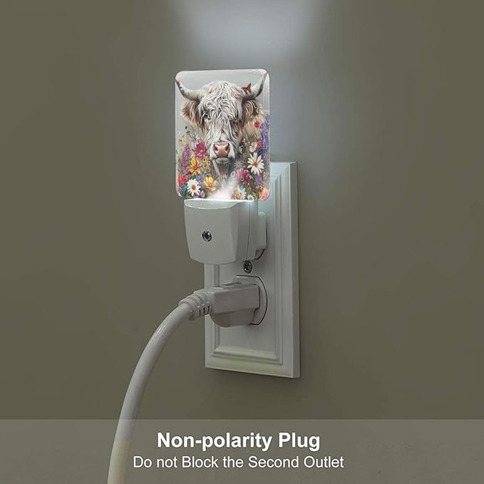 Led Night Light, Highland Cow Decorative Plug in Nightlights,with Smart Auto Dusk to Dawn Night Light for Bedroom, Kitchen, Nursery, Bathroom - Bloomnest