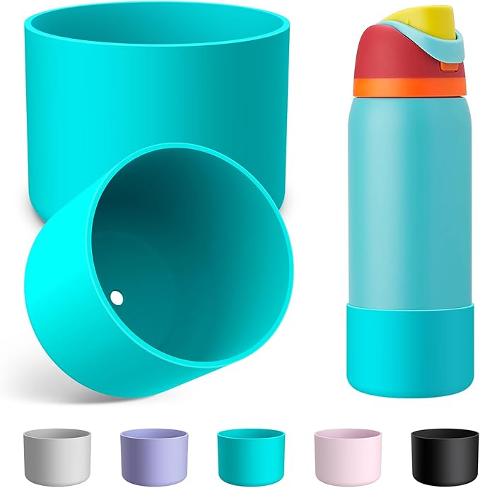 2PCS Silicone Water Bottle Boot for Owala 24oz 32oz 40oz, Anti-Slip Protective Sleeve Bottom Bumper Protector for FreeSip, Twist, and Flip Stainless Steel Water Bottles Alwenid