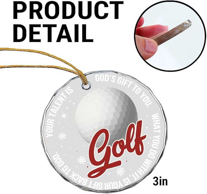 Golf Glass Ornament – Handcrafted Hanging Decoration, Elegant Keepsake with Unique Golf Design, for Home, Holiday Tree, or Special Occasion - Bloomnest