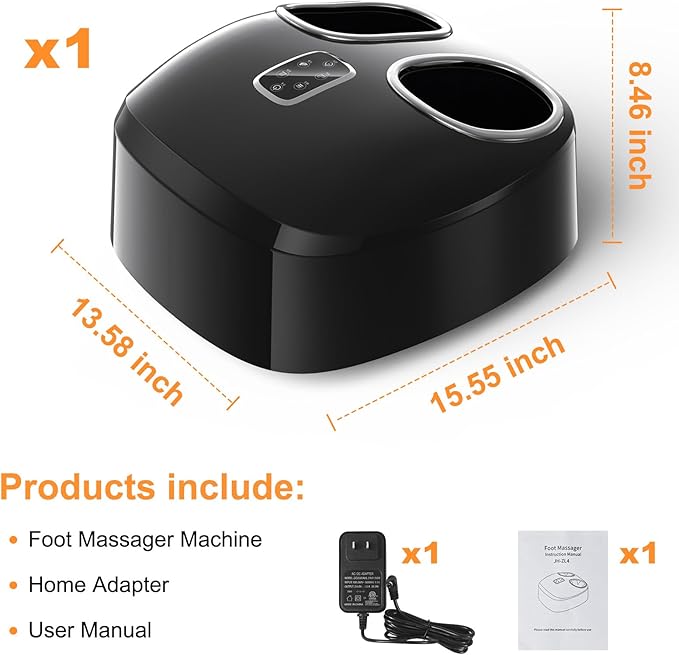 Shiatsu Foot Massager with Heat Feet Massager for Plantar Fasciitis, Neuropathy with Air Compression, Deep Kneading, Multiple Modes & Adiustable Intensity, Gifts for Women Men, Size 13 - Bloomnest