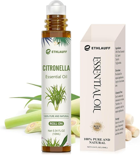 Citronella Essential Oil Roll On, Citronella Oil for Skin, Relaxation Gift for Women and Men - Bloomnest