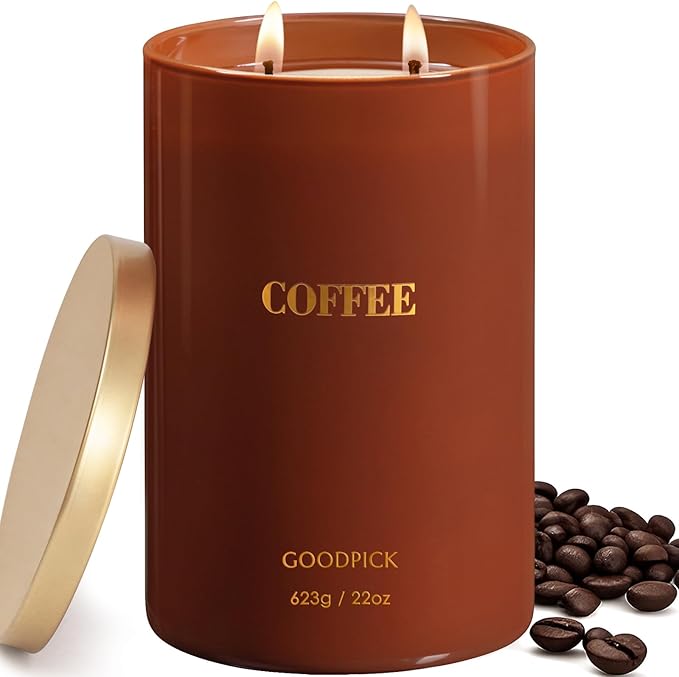 Goodpick Coffee Scented Candle 22 oz, Soy Candles for Home Scented, 120 Hours Burn Time, 2 Wicks - Bloomnest