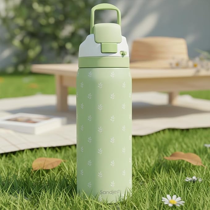 Botanical Insulated Stainless Steel Water Bottle with Straw for Sports and Travel, 32oz, Gifts for Women Girls Friends Teens Birthday Christmas - Bloomnest