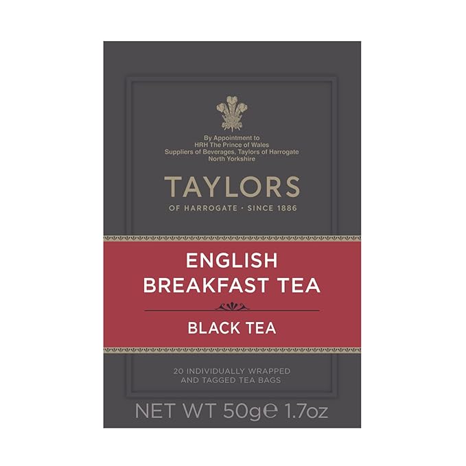 Taylors of Harrogate English Breakfast,Black Tea,Individually Wrapped Bags,Rich,Bright & Malty,Caffeinated,Enjoy Hot or Iced,20 Teabags,20 Count (Pack of 2) - Bloomnest