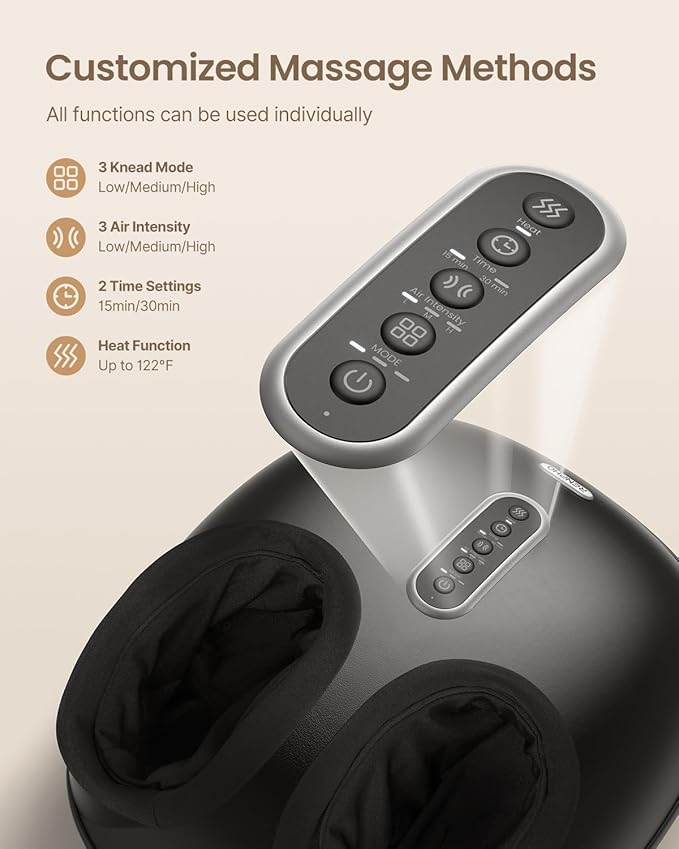 RENPHO Foot Massager with Heat [2025 Upgraded], Shiatsu Foot Massager for Plantar Fasciitis Relief, Feet Massager Neuropathy Pain Relief, Fits up to Size 12 Feet