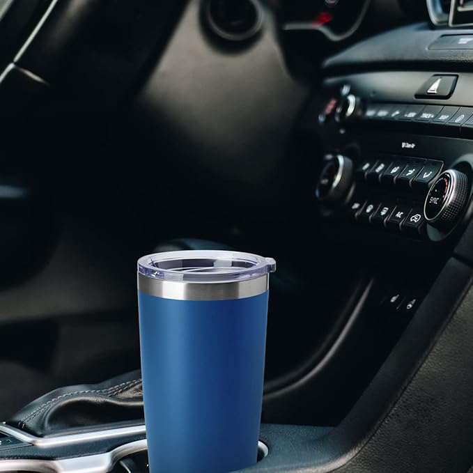 HASLE OUTFITTERS 20oz Tumblers Stainless Steel Mugs with Lid Double Wall Vacuum Insulated Coffee Cups for Cold & Hot Drinks (20oz-Dark Blue, 4 Pack) - Bloomnest