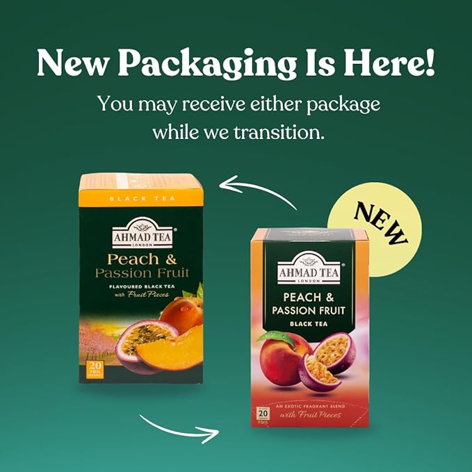 Ahmad Tea of London Peach & Passion Fruit Tea Bags 20s Box - Bloomnest