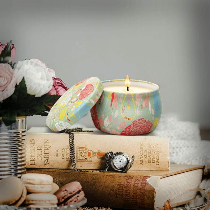 Scented Candles Gift Sets, Soy Wax 4.4 oz Portable Travel Tin Candles Women Birthday Gift Stress Relief Sweet Fragrance Home Aromatherapy Candle Set 4 Pack - Bloomnest