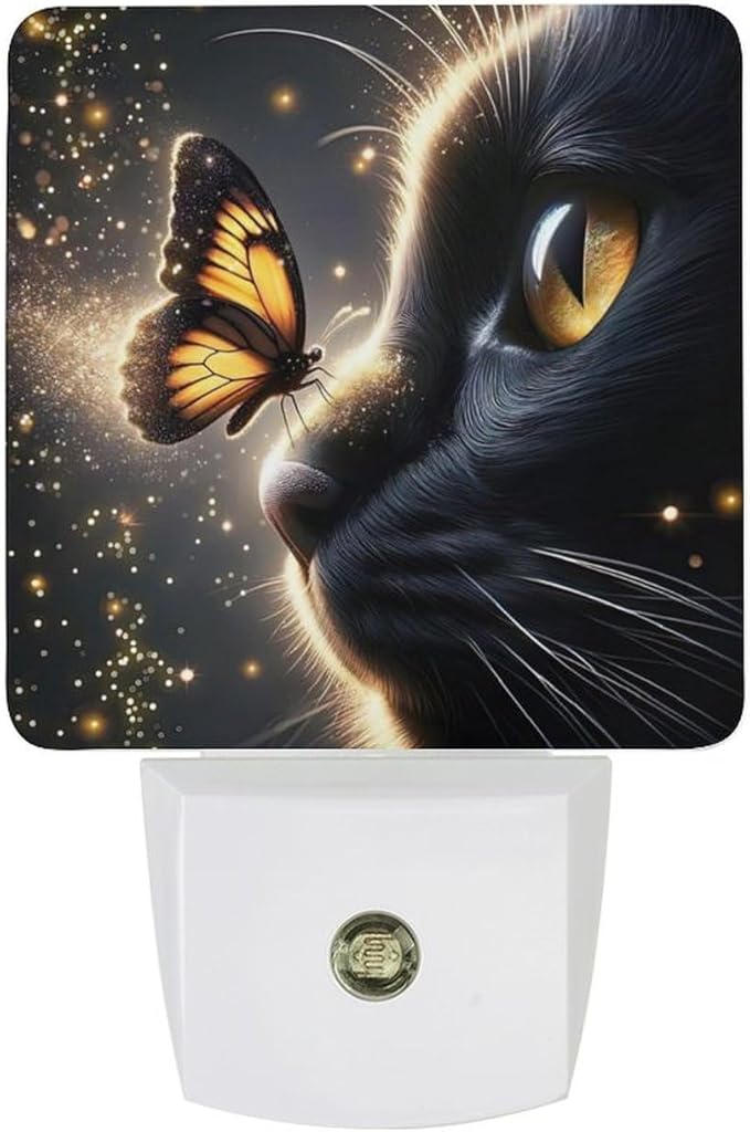 Cat Butterfly Night Light, Plug into Wall Decor Nightlights for Bedroom, Bathroom, Hallway, Kitchen, with Dusk to Dawn Light Auto Sensors LED Night Lights for Boys Girls Women Men Room Gifts - Bloomnest