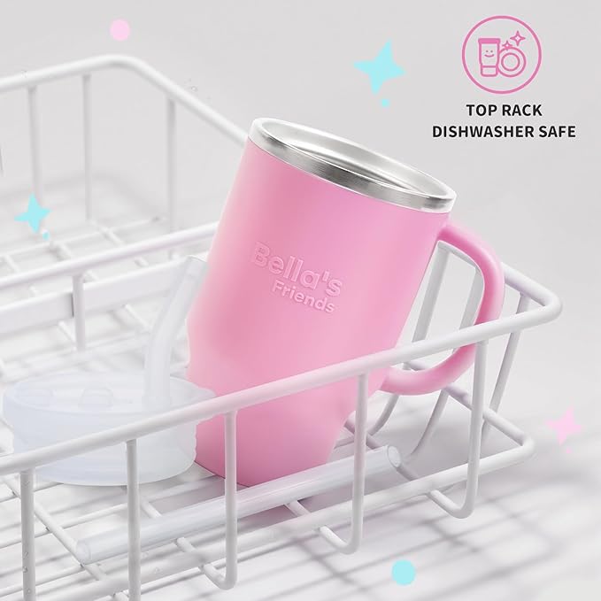 Bella's Friends Handy Mini Tumbler – Adorable 9 oz Sippy Cup for Toddlers 1-3 years old, Flexible Straw, Stainless Interior & Silicone Body, Leak‑Proof, Dishwasher Safe, Ideal for Travel or At Home - Bloomnest