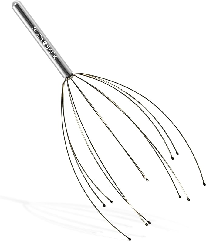 Body Back Scalp Massager, Head Scratcher, Manual Head Massager for Stress Relief, Relaxing Scalp Scratcher, Tingler for Gentle Hair Stimulation (Silver) BodyBack