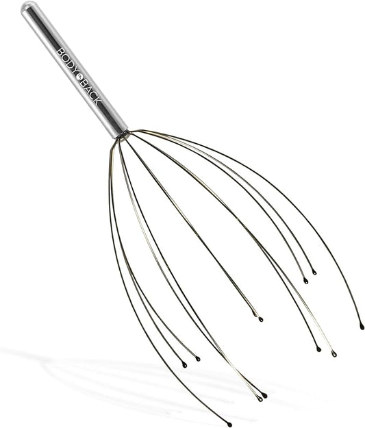 Body Back Scalp Massager, Head Scratcher, Manual Head Massager for Stress Relief, Relaxing Scalp Scratcher, Tingler for Gentle Hair Stimulation (Silver) BodyBack
