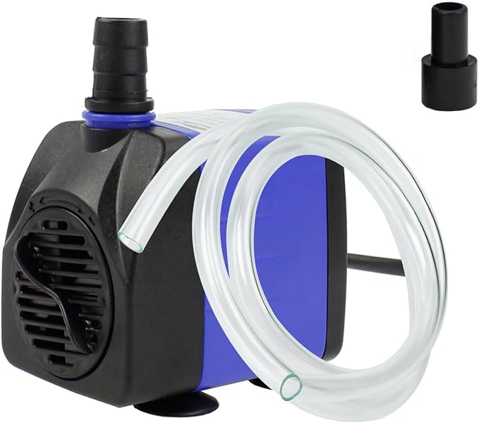 AQUANEAT Small Fountain Pump, 265 GPH Submersible Water Pump with 3.3 ft Tubing, for Aquarium Fish Tank, Pet Water Fountain, Hydroponics, Pond Waterfall Filter Pump - Bloomnest