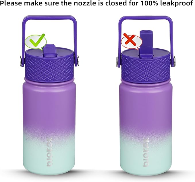 BJPKPK Insulated Water Bottle with Straw Lid, 15 oz Stainless Steel Metal Water Bottles, Reusable Leak Proof BPA Free Thermo, Flask, Cups - Lavender - Bloomnest