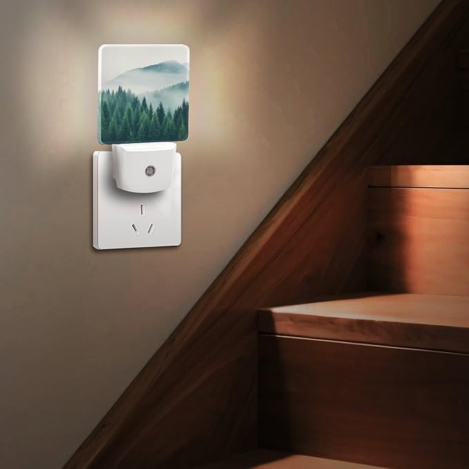 Mountain Forest Night Light, Plug into Wall Decor Nightlights for Bedroom, Bathroom, Hallway, Kitchen, with Dusk to Dawn Light Auto Sensors LED Night Lights for Boys Girls Women Men Room Gifts - Bloomnest