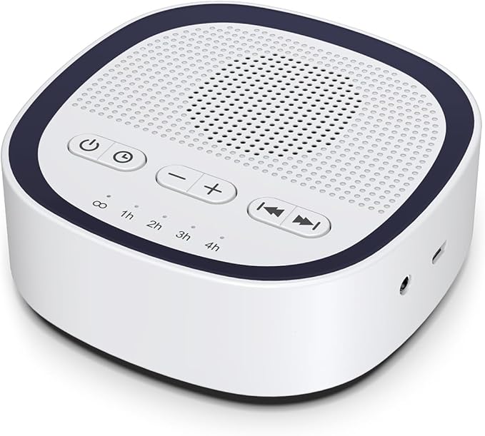 Sleep White Noise Sound Machines with 30 Soothing Sounds 3.5 mm Headphone Jack 5 Timer Settings 32 Precise Volume Memory Function Compact Design Ideal Gift