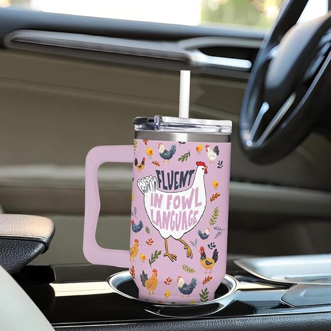 Chicken Gifts for Women - Christmas, Birthday, Mothers Day Gifts Idea for Chicken Lovers - Chicken Themed 40oz Tumbler with Handle - Bloomnest