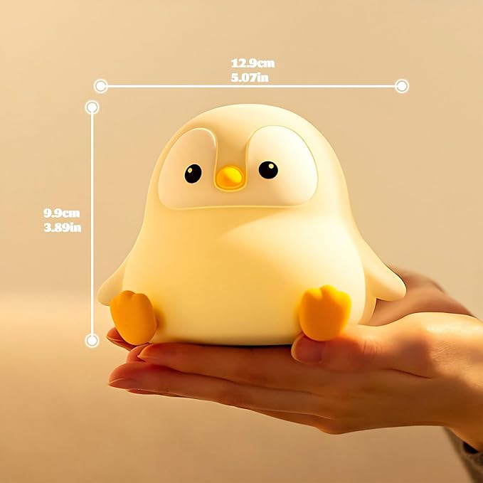 Penguin Nursery Night Light,LED Squishy Silicone Lamp,2 Levels Dimmable Bedroom Nightlight for Kids,Touch Light,Dorm Decor lamp,Baby Boys Girls Gifts (Sitting Penguin) - Bloomnest