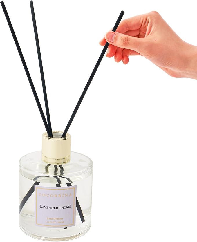 Cocorrína Flower Reed Diffuser - Lavender Thyme 6.7oz Scented Diffuser with Sticks Home Fragrance Essential Oil for Bathroom Shelf Decor (Artificial Flower) - Bloomnest