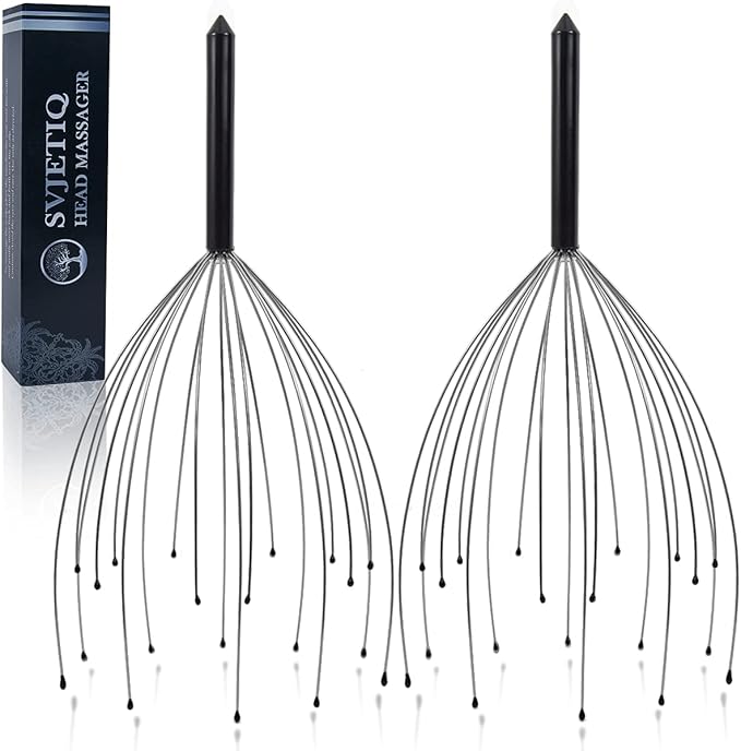 Svjetiq 2 Pack Head Massager Scalp Massager 20 Fingers Handheld Scalp Scratcher Head Scratcher Stress Relax for Deep Relaxing, Christmas Gift Stocking Stuffers for Men Women Adults Svjetiq