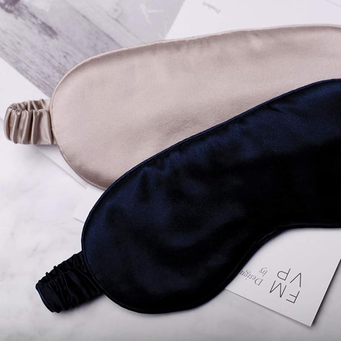 Silk Sleep Mask Light Blocking Luxury 100% Mulberry 19mm Silk Eye Mask Eye Cover Blindfold Ultra Soft Light & Comfy Anti Aging Skin Care with Travel Bag Gift Package - Bloomnest