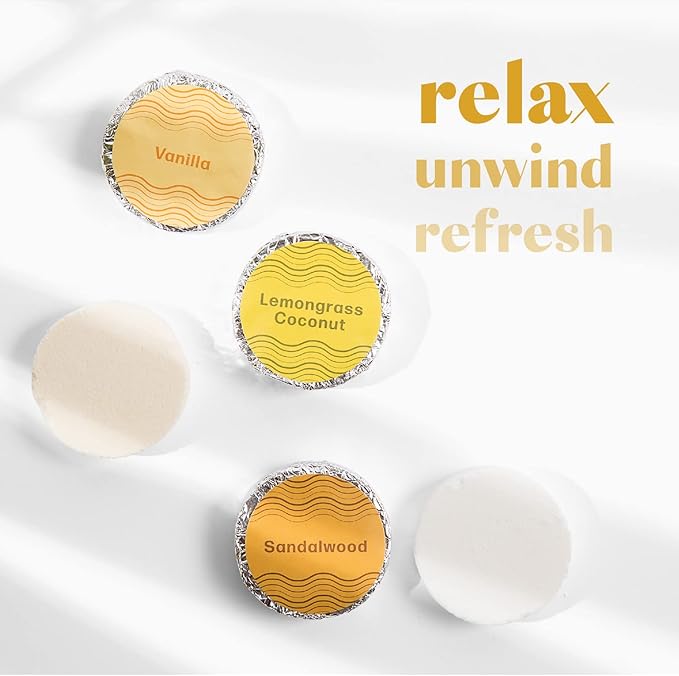 Dew Well - Shower Steamers Fresh Earth Collection - 15 Count Shower Bombs - Aromatherapy in Your Home - Helps Clear Congestion and Boost Mood - (Vanilla, Lemongrass Coconut, Sandalwood) - Bloomnest