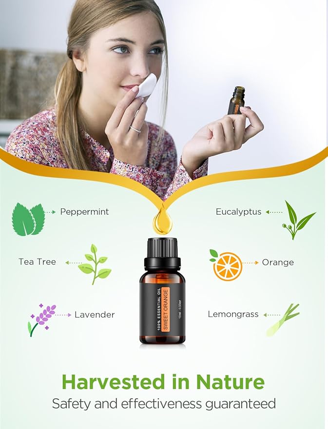 InnoGear Essential Oil Diffuser with Oils, 100ml Aromatherapy Diffuser with 6 Essential Oils Set, Aroma Cool Mist Humidifier Gift Set, White - Bloomnest