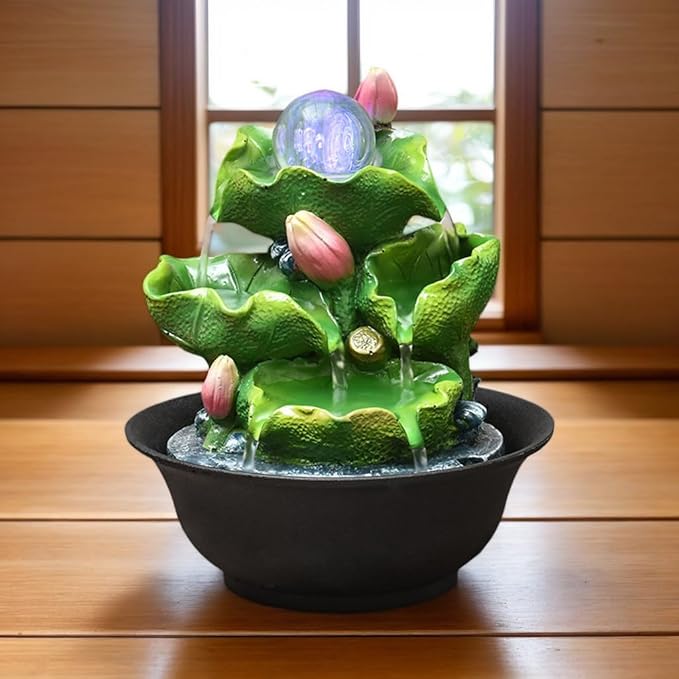 Tabletop Fountain House Decor Waterfall Fountain with Color-Changing LED Light for Office, Living Room, or Bedroom,Relaxing Indoor Tabletop Water Fountain(2813) - Bloomnest