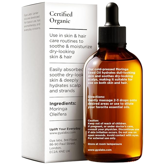 Gya Labs Moringa Seed Carrier Oil - 3.4 Fl Oz - for Hair, Skin, Face, Scalp & Body Massage - Bloomnest