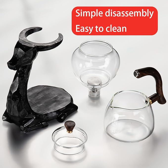Semi Automatic Tea Set, Lazy Kungfu Tea Set, Lazy Kung Fu Drip Teapot, Magnetic Tea Pot With Magnetic Ball, Heat Resistant Gongfu Glass Teapot Set, Gift For Fathers Day, Thanksgiving Birthdays - Bloomnest