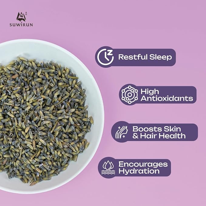 Suwirun Organic Lavender Tea 25 Bags – 100% Lavender Flowers – Aromatic & Calming, Caffeine-Free – Supports Stress Relief, Relaxation & Better Sleep - Bloomnest