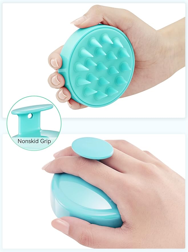 HEETA Scalp Massager Hair Growth, Soft Silicone Scalp Scrubber Shampoo Brush for Exfoliation, Dandruff Removal Head Massage Stress Relax, Wet & Dry Use for Thick Thin Curly Hair Care, Green HEETA