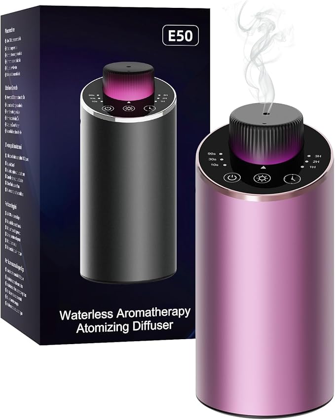 Essential Oil Diffuser Waterless Scent Aromatherapy Diffusers for Home Large Room, Bedroom, Car, Office,Desk, Battery Operated, Small Cordless Air Freshener Machine, 3 Countdown Timers & 3 Mist Levels - Bloomnest